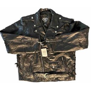 **RARE VINTAGE**Diamond Plate Buffalo Leather Mens XL RIder Jacket
